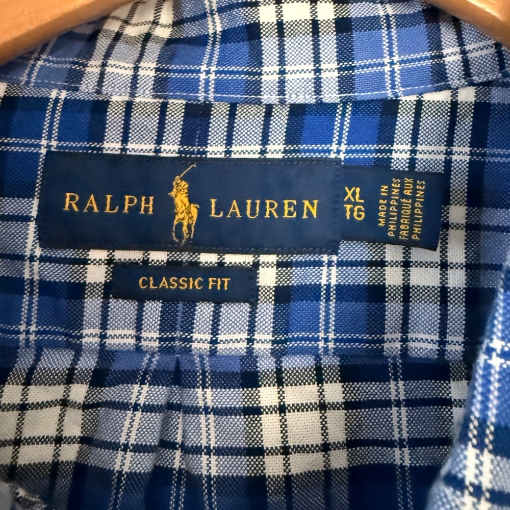 Blue Plaid Men's Ralph Lauren Button Up Shirt - Picture 2 of 4